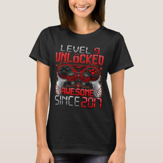 Camiseta Nível 9 Desbloqueado Menino de 9 Anos Para Meninos