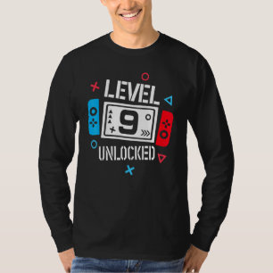 Camiseta Nível 9 Jogador de vídeo desbloqueado 9º Aniversár
