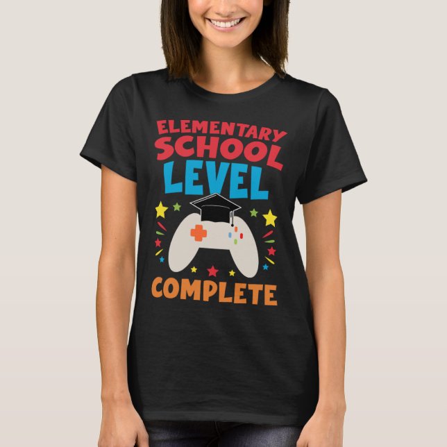 Camiseta Nível Concluído Escola Elementar No Último Dia Da  (Frente)