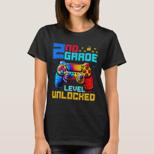 Camiseta Nível da 2ª Série Desbloqueado Gamer Primeiro Dia