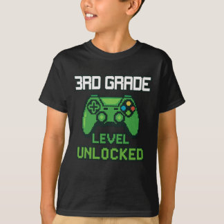 Camiseta Nível da 3ª Série Desbloqueado Gamer Ck Para a Esc