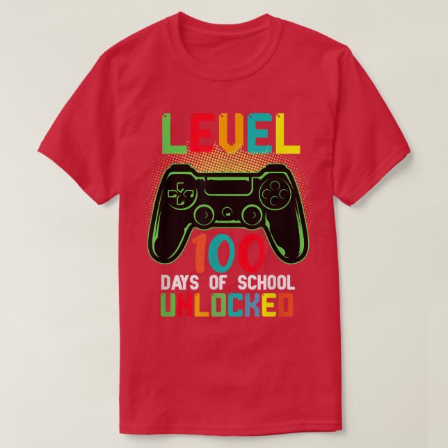 Camiseta NÍVEL DE 100 DIAS DE Professores de Videogames ESC (Frente do Design)