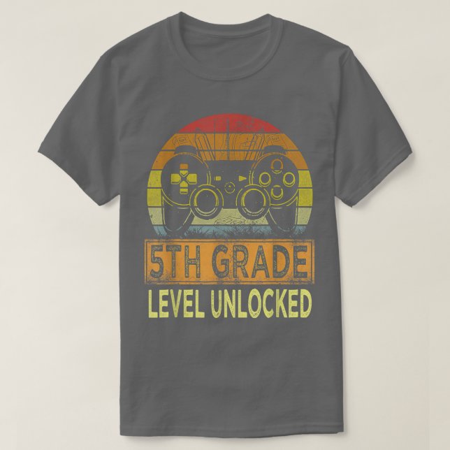 Camiseta Nível de 5 desbloqueado Primeiro Dia de Vídeo Esco (Frente do Design)