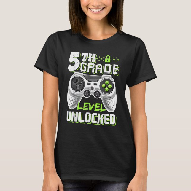 Camiseta Nível de 5 Nível Desbloqueado Jogo No 5 Grau Volta (Frente)