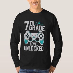 Camiseta Nível de 7 Nível Desbloqueado Jogador Primeiro Dia