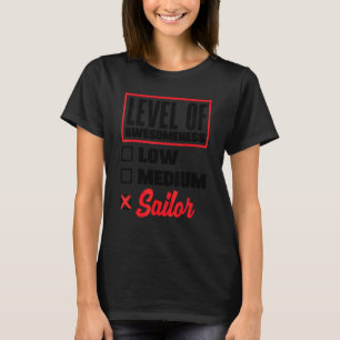 Camiseta Nível De Incrível Baixo Médio Marinheiro Capitão S