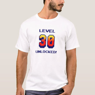 Camiseta Nível de Jogos Retroativos 30 Desbloqueados 30 Ano