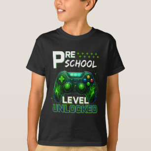 Camiseta Nível de Pré-escola Desbloqueado Pré-k Gamer Boy P
