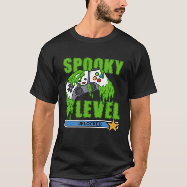 Camiseta Nível de Spooky Desbloqueado Gamer de Figurino de  (Frente)