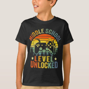 Camiseta Nível de videogame desbloqueado Escola média de vo