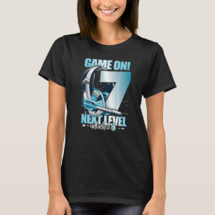 Camiseta Nível Desbloqueado 7 Birthday 7 Anos Menino Gamin