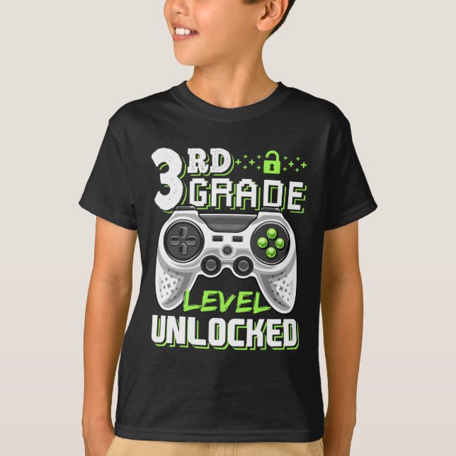 Camiseta Nível Desbloqueado Jogo De Vídeo De Volta À Escola (Frente)