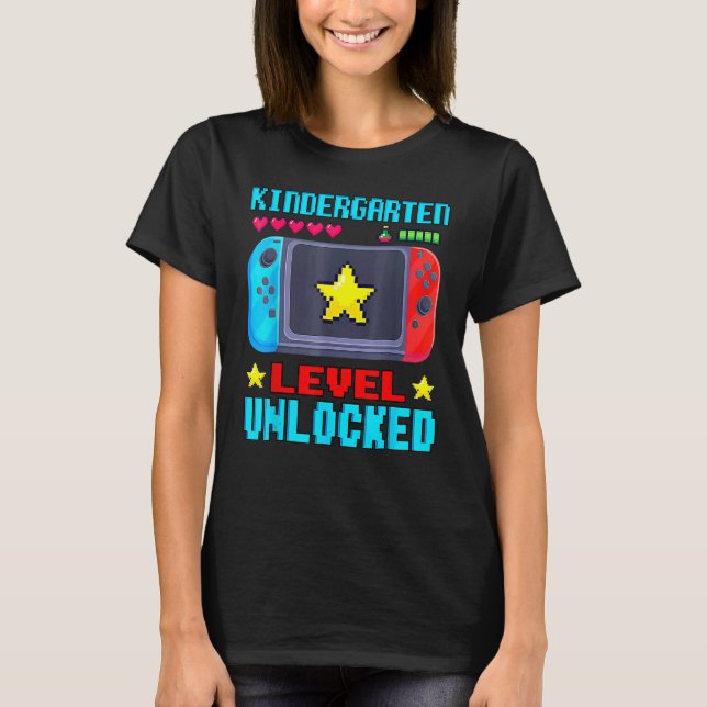 Camiseta Nível Do Jardim De Infância Desbloqueado De Volta  (Frente)