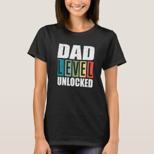 Camiseta Nível do Pai do Mens Desbloqueado Primeira Vez Pai