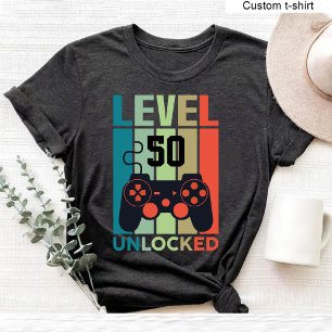 Camiseta Nível Personalizado 50 Jogador de Vídeo Desbloquea