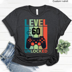 Camiseta Nível Personalizado 60 Vídeo Gamer 60º Aniversário
