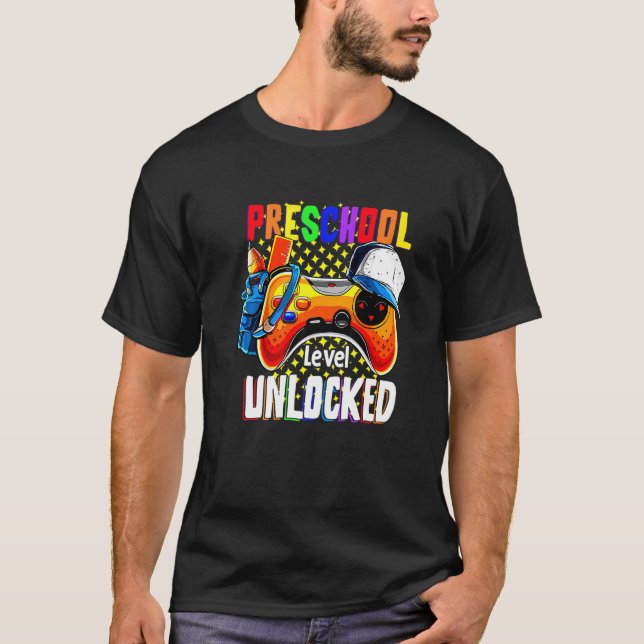 Camiseta Nível Pré-Escolar Desbloqueado De Volta À Escola (Frente)