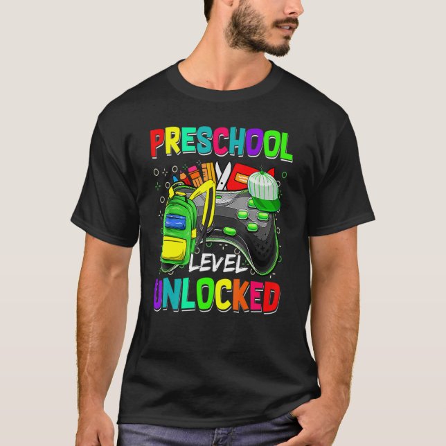 Camiseta Nível pré-escolar Desbloqueou Jogo De Vídeo De Vol (Frente)