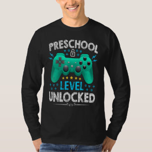 Camiseta Nível Pré-Escolar Jogador Desbloqueado Primeiro Di