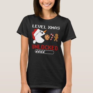 Camiseta Nível Xmas Desbloqueado Snowman Gingerbird Cookie 