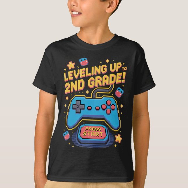 Camiseta Nivelando Até Pix Pixelado De 8 Bits De Jogador De (Frente)