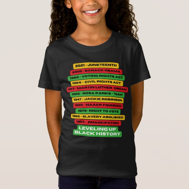 Camiseta Nivelando Linha do Tempo do Histórico Preto (Frente)