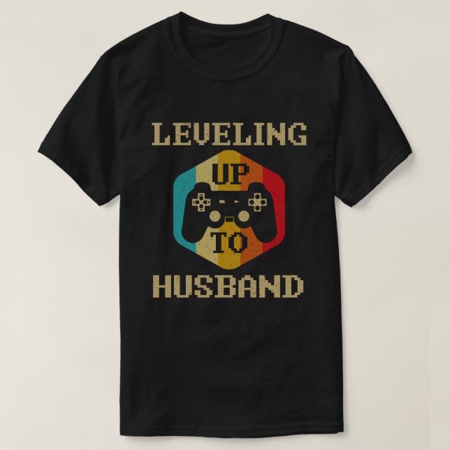 Camiseta Nivelando Para Jogo De Vídeo Em Escala De Marido (Frente do Design)
