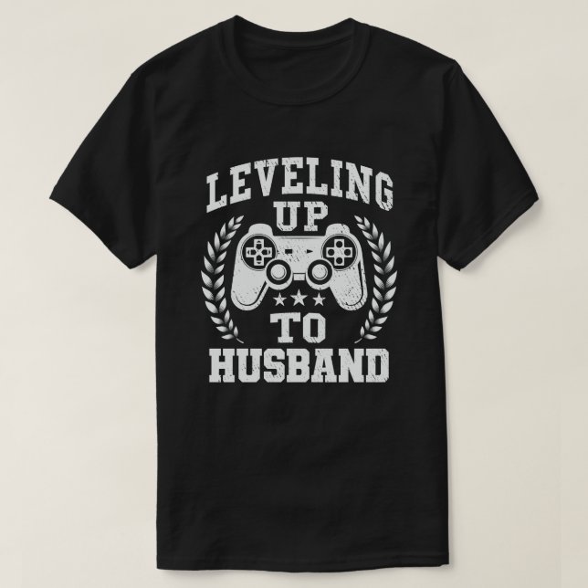 Camiseta Nivelando Para Jogo De Vídeo Em Escala De Marido (Frente do Design)