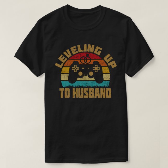 Camiseta Nivelando Para Jogo De Vídeo Em Escala De Marido (Frente do Design)