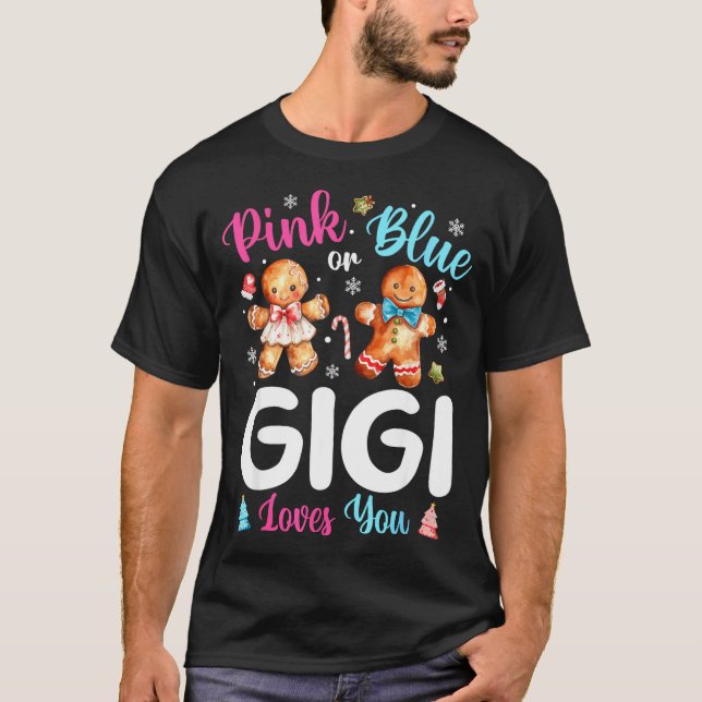 Camiseta Nk Or Blue Gigi Loves You Gender Reveal Christmas  (Frente)