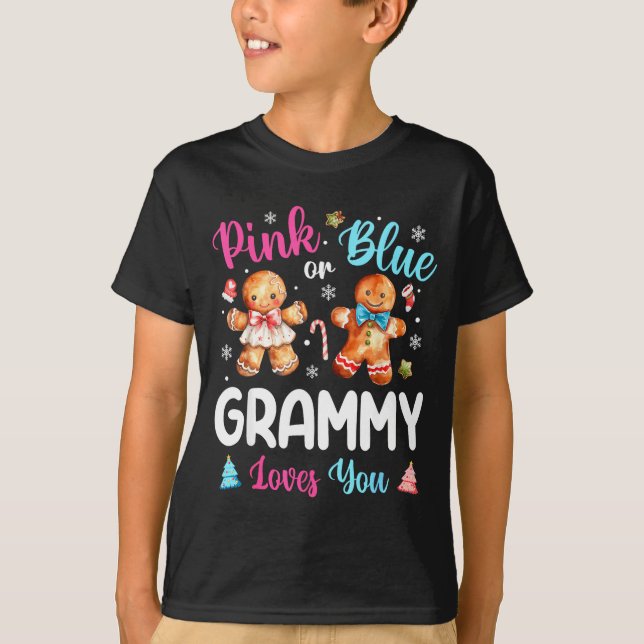 Camiseta Nk Or Blue Grammy Loves You Gender Reveal Christma (Frente)