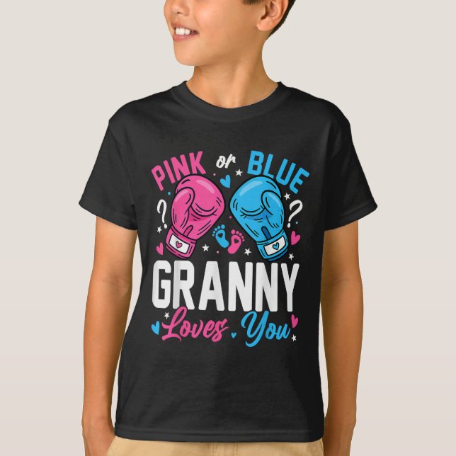 Camiseta Nk Or Blue Granny Loves You Boxing Gender Reveal  (Frente)