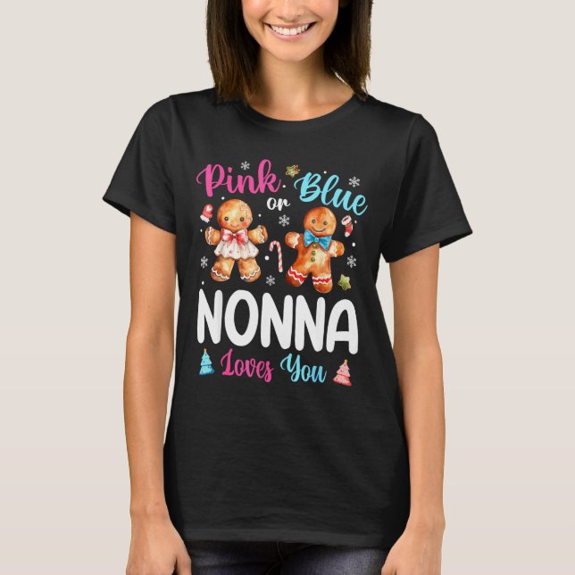 Camiseta Nk Or Blue Nonna Loves You Gender Reveal Christmas (Frente)