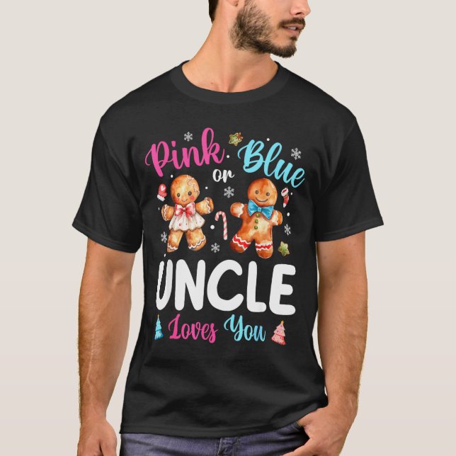 Camiseta Nk Or Blue Uncle Loves You Gender Reveal Christmas (Frente)