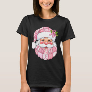 Camiseta Nk Patchwork Santa Breast Cancer Awareness Christm