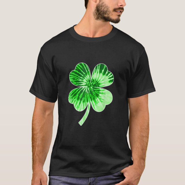 Camiseta Nn Green-Tie-Dye Shamrock Four Folheto De Folha Pa (Frente)