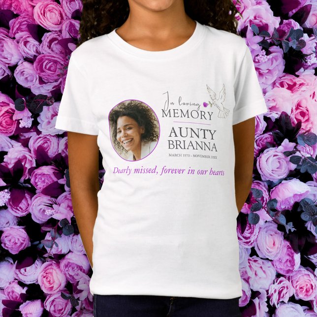 Camiseta No amor à pomba roxa rosa funerária (Criador carregado)