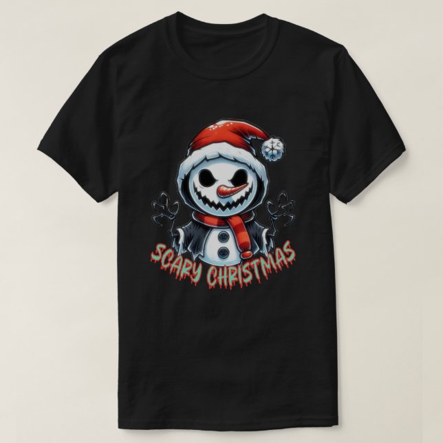 Camiseta Nó assustador, assustador boneco de neve (Frente do Design)