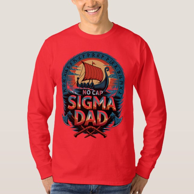 Camiseta No Cap Sigma Dad Viking Style for Fathers Day (Frente)