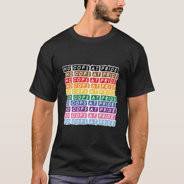 Camiseta No Cops At Pride Lgbtq Inclusive Rainbow Flag Stat (Frente)