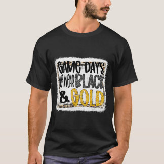 Camiseta No Dia do Jogo de Futebol, Use Preto e Dourado Esc