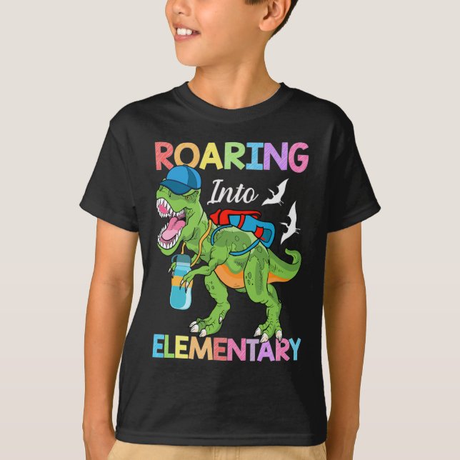 Camiseta No Dinossauro Elementar Meninas De Volta À Escola (Frente)