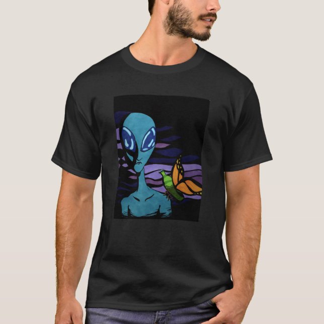 Camiseta No Éter -Alienígena Extraterrestre e mosca-de-garr (Frente)