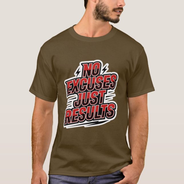 Camiseta No Excuses Just Results – Bold Athletic Motivation (Frente)