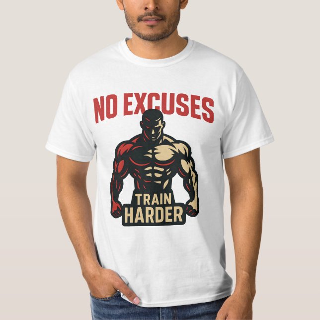 Camiseta No Excuses – Train Harder (Frente)