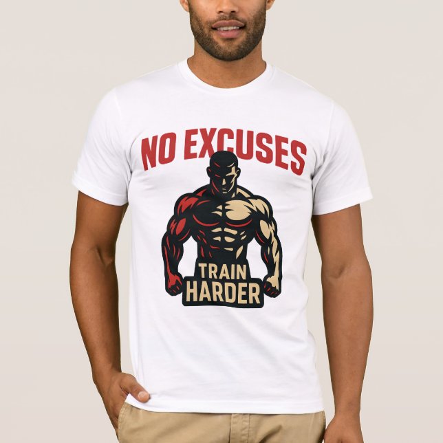 Camiseta No Excuses – Train Harder (Frente)