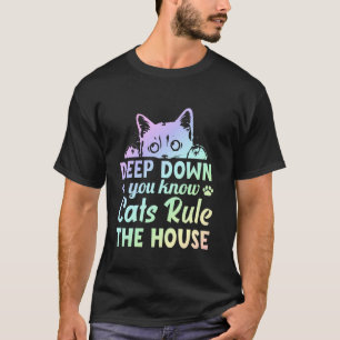 Camiseta No Fundo Você Sabe que os Gatos Reinam na Casa - G