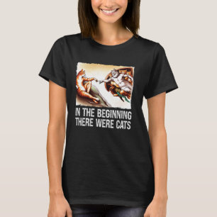 Camiseta No início gatos criação pintura paródia gato