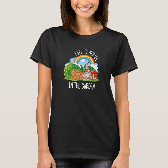 Camiseta No Jardim  Jardinagem de Gnomos (Frente)