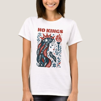 Camiseta No Kings Retro Patriotic Woman Liberty Art 4th Of 